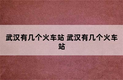 武汉有几个火车站 武汉有几个火车站